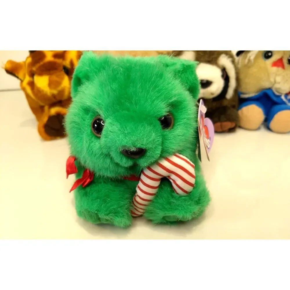 VTG PUFFKINS Plush Halloween Patches &‎ Christmas Jingles + Bear Raccoon Giraffe